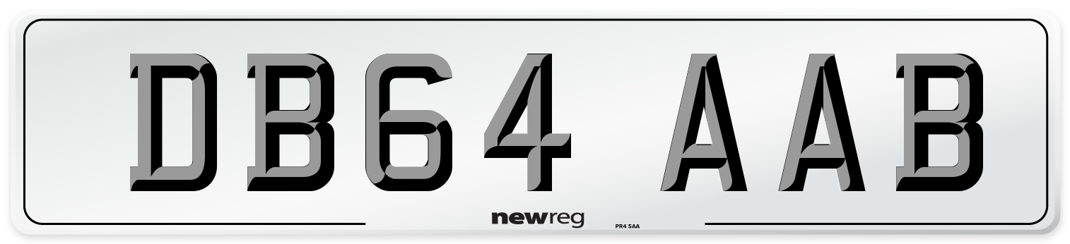 DB64 AAB Number Plate from New Reg